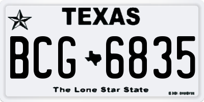 TX license plate BCG6835