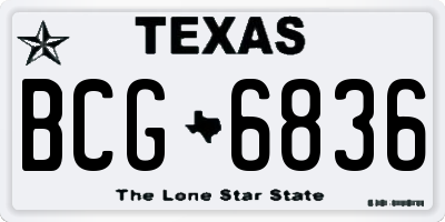TX license plate BCG6836