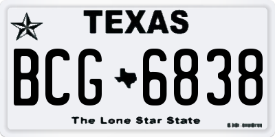 TX license plate BCG6838