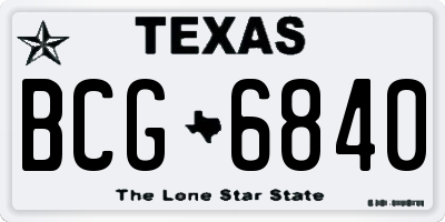TX license plate BCG6840