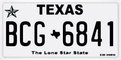 TX license plate BCG6841