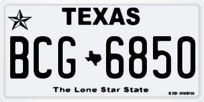TX license plate BCG6850