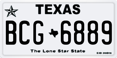 TX license plate BCG6889