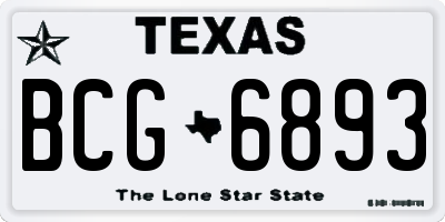 TX license plate BCG6893