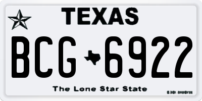 TX license plate BCG6922