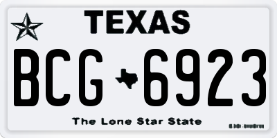 TX license plate BCG6923