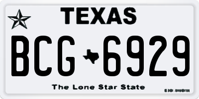 TX license plate BCG6929