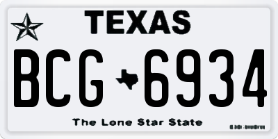 TX license plate BCG6934