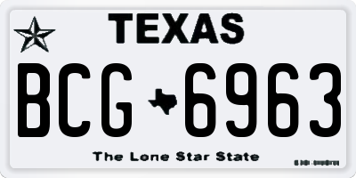 TX license plate BCG6963