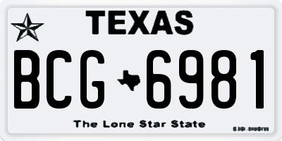 TX license plate BCG6981