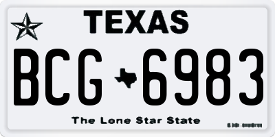 TX license plate BCG6983