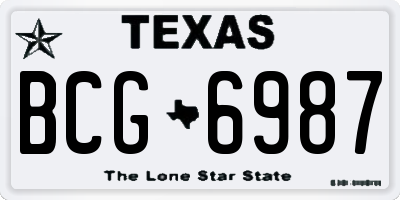 TX license plate BCG6987