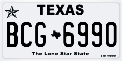 TX license plate BCG6990