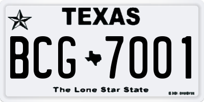 TX license plate BCG7001