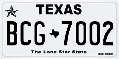TX license plate BCG7002