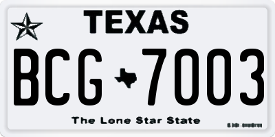 TX license plate BCG7003