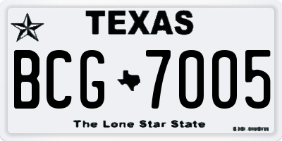 TX license plate BCG7005