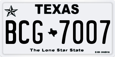 TX license plate BCG7007