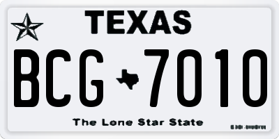 TX license plate BCG7010
