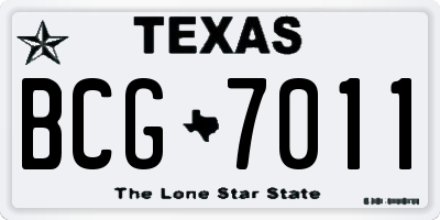TX license plate BCG7011