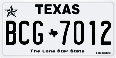 TX license plate BCG7012