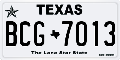 TX license plate BCG7013