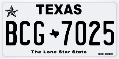TX license plate BCG7025