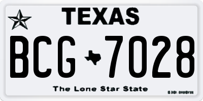 TX license plate BCG7028