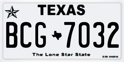 TX license plate BCG7032