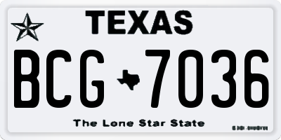 TX license plate BCG7036