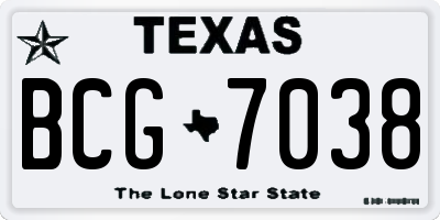 TX license plate BCG7038