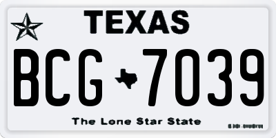 TX license plate BCG7039