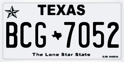 TX license plate BCG7052
