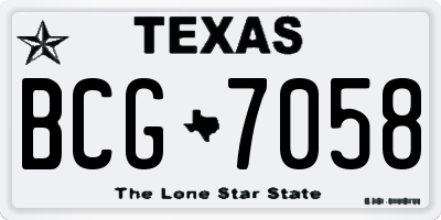 TX license plate BCG7058