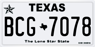 TX license plate BCG7078