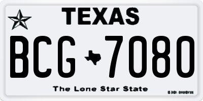 TX license plate BCG7080