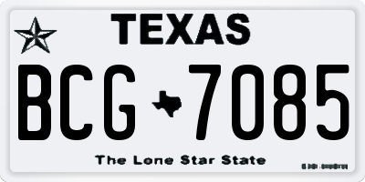 TX license plate BCG7085