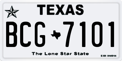 TX license plate BCG7101