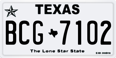TX license plate BCG7102