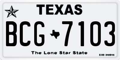 TX license plate BCG7103