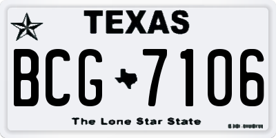 TX license plate BCG7106