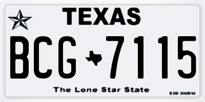 TX license plate BCG7115