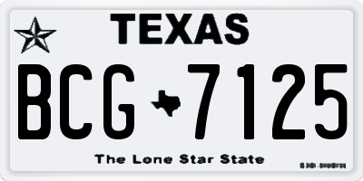 TX license plate BCG7125