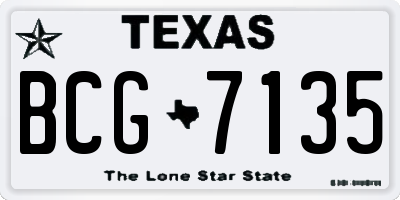 TX license plate BCG7135