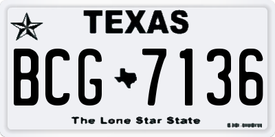 TX license plate BCG7136