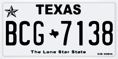 TX license plate BCG7138