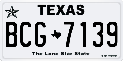 TX license plate BCG7139