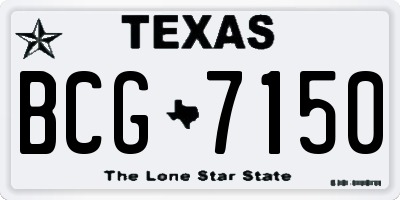 TX license plate BCG7150