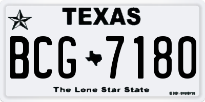 TX license plate BCG7180