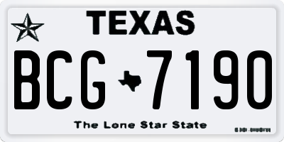 TX license plate BCG7190